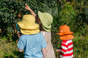 Kids wearing Luma UPF 50+ sun hats with buckle chin strap - More Hat Days